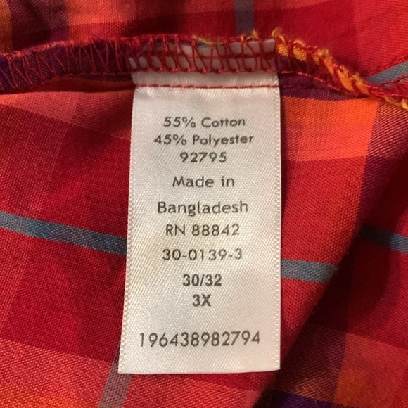 Woman Within Short Sleeve Button Down Plaid Blouse Size 30/32 - Picture 5 of 6